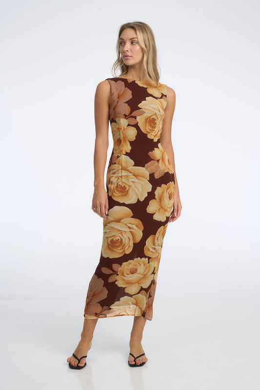 Isabelle Quinn Audrey Midi Dress Maple Floral Size 10